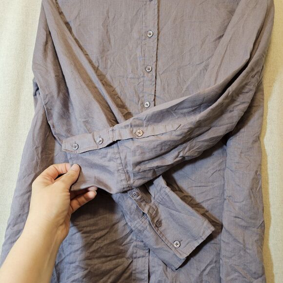 Soft Surroundings Women's "Go To Linen Shirt" Large ? Purple Button Front - Picture 5 of 8